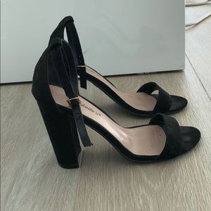 Black ankle strap heel